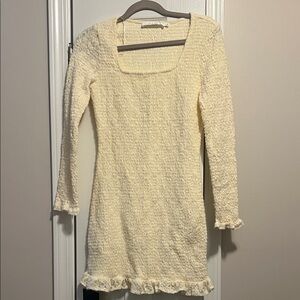 Astr Cream Long Sleeve Textured Dress